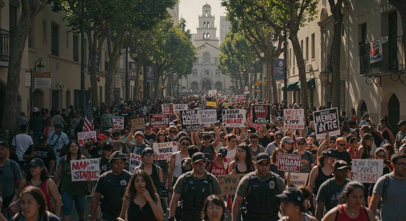 Hundreds Rally Against Immigration Raids in Downtown Los Angeles on July Fourth