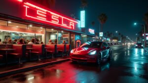 Tesla Diner Opens in Los Angeles: Elon Musk's Retro Futuristic Charging Oasis