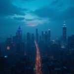Cinematic wide-angle shot of a lively bar interior at night, representing California's proposed extended nightlife hours.