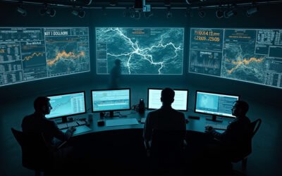 Cinematic wide-angle shot of a burning oil field at dusk, representing the escalating Middle East conflict and its impact on global energy markets.