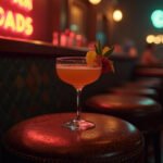 A sophisticated bar interior in Los Angeles, showcasing expertly crafted cocktails bathed in warm, editorial lighting, embodying the vibrant March 2026 nightlife scene.