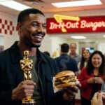 Michael B. Jordan celebrates his Best Actor Oscar win with a visit to In-N-Out Burger.